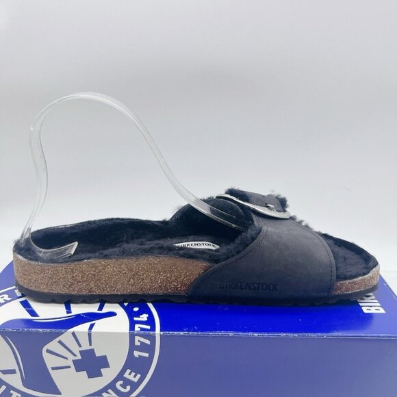 BIRKENSTOCK Madrid Big Buckle Sandal Shearling Black Womens EU 41 US 10- 10.5 - Picture 9 of 13